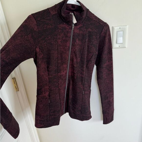 Athleta Shanti Jacquard Jacket, Antique Textured Burgundy XS - Picture 7 of 10